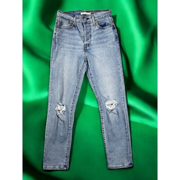 Levis Jeans Womens 26 Blue Ribcage Straight Ankle Button Fly Light Wash Denim - Picture 1 of 15